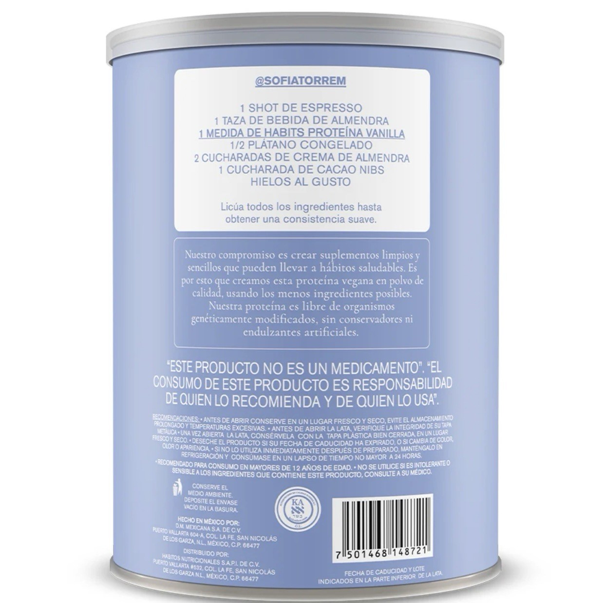 HABITS Vegan Protein Powder Probiotic Vanilla 488g Not A Fancy Kitchen Non-GMO