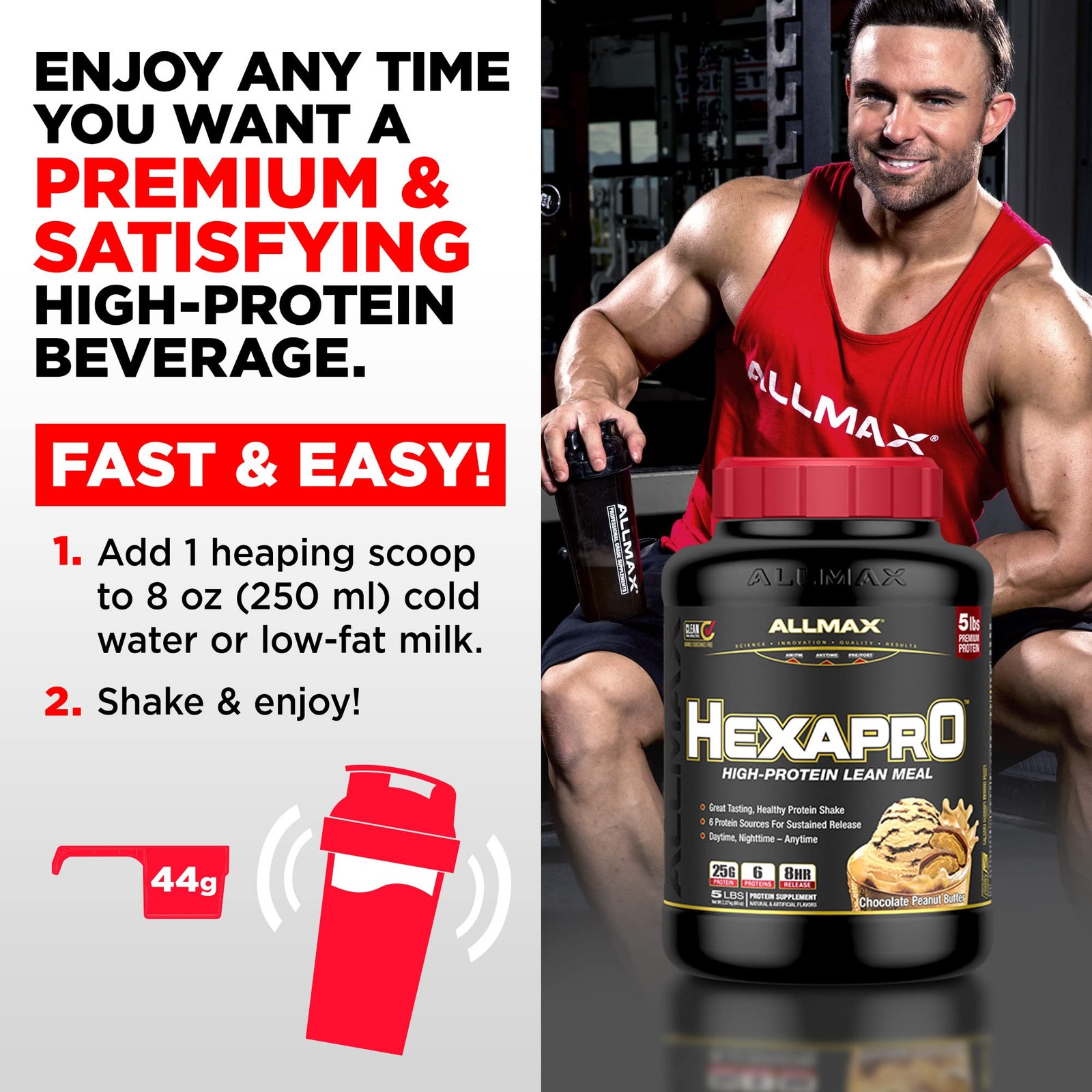 Allmax Hexapro French Vanilla – 2 Lb – 25 Grams Of Protein Per Serving – 8-Hour