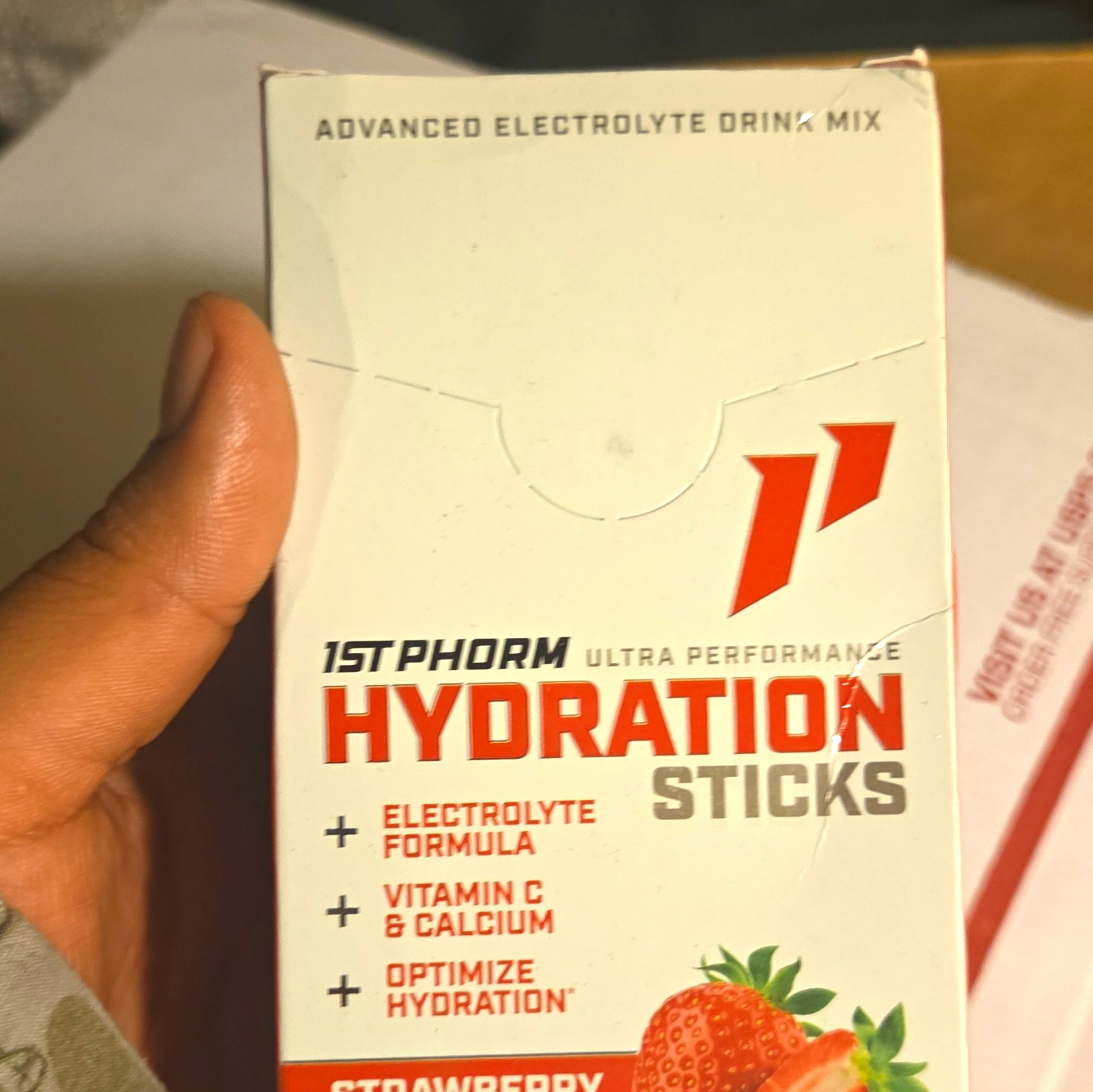 1st Phorm Hydration Sticks Electrolytes Strawberry 20 Pack Zero Cal Exp 07/27