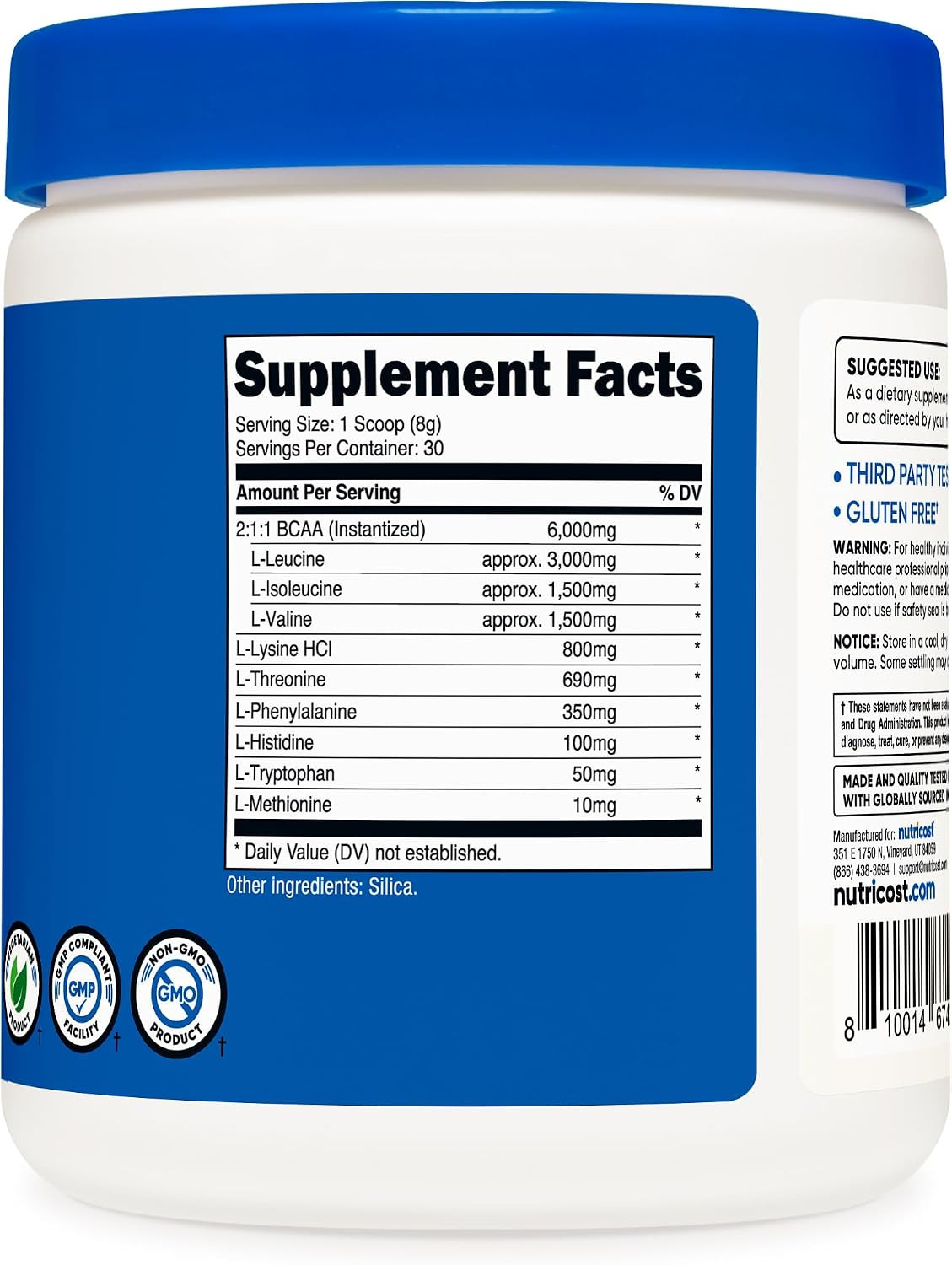 EAA Powder 30 Servings (Unflavored) Essential Amino Acids | Gmo-Free, Gluten Fre