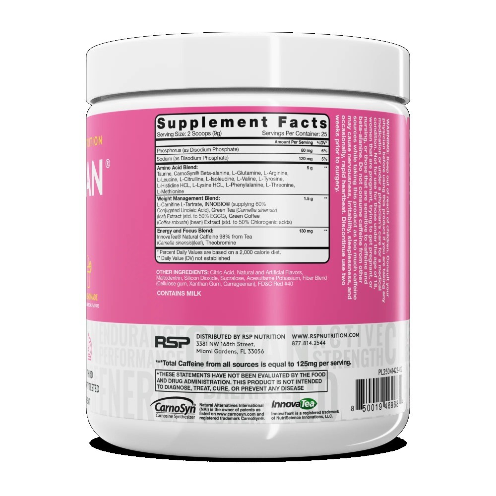RSP Nutrition AminoLean Pre Workout Powder with BCAAs, Amino Acid Energy