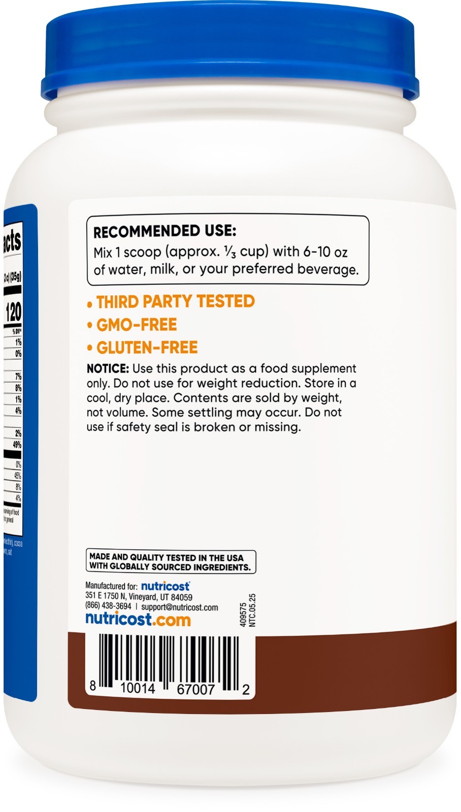 Nutricost Casein Protein Powder 2lb Chocolate – 100% Micellar Casein