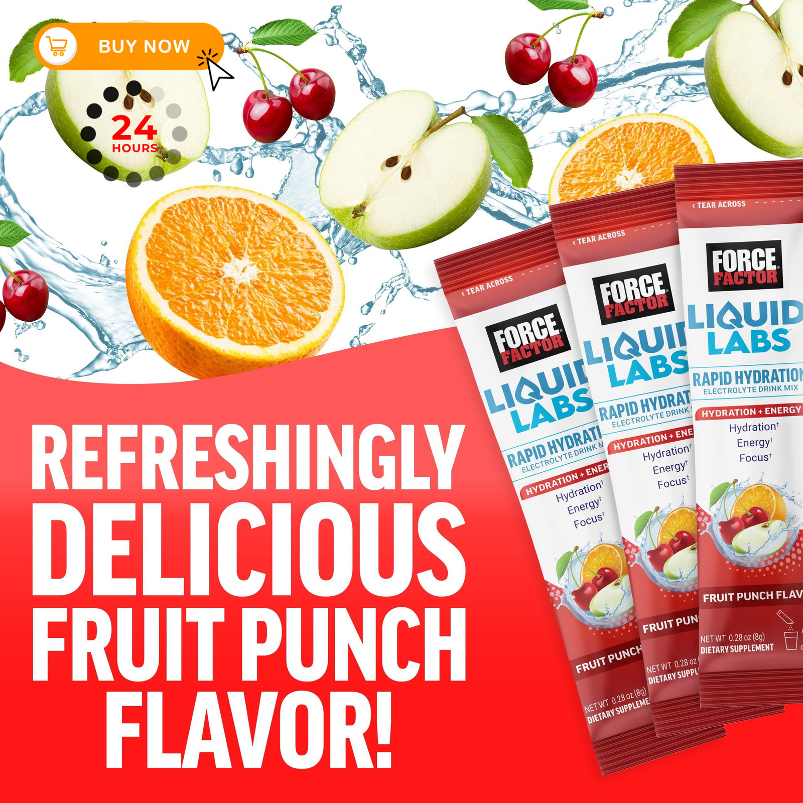 Force Factor Liquid Labs Energy Drink, 20 Servings (Pack of 1), Fruit Punch