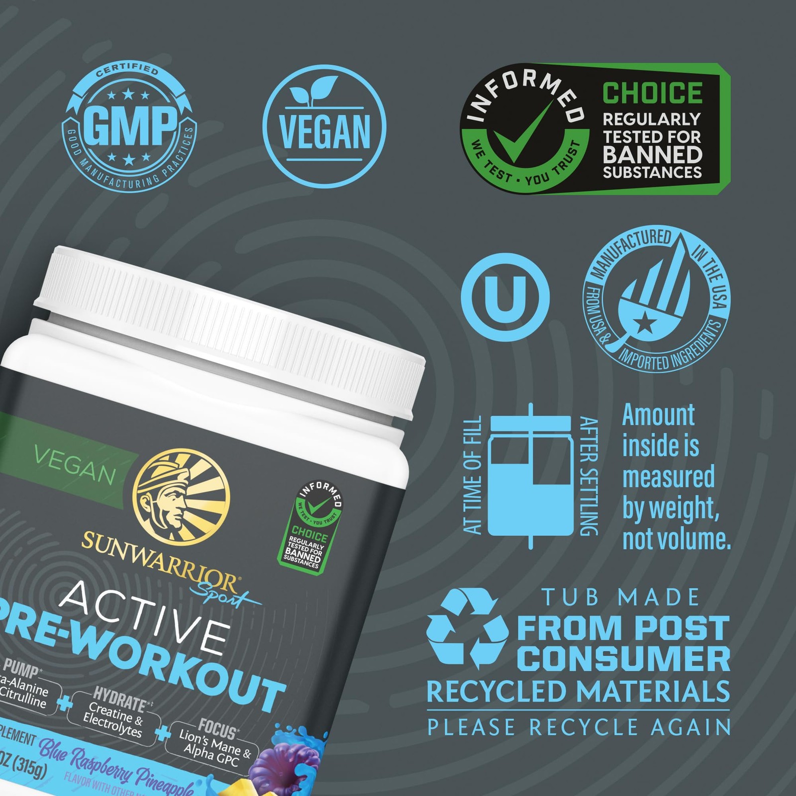 pack of 3 Sunwarrior Pre Workout Powder Energy Drink Vegan Plant-Based