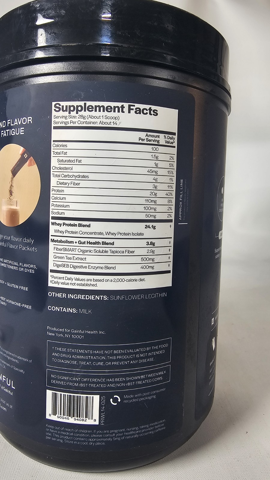 Lean Whey Protein Powder Unflavored Unsweetened 20g Gluten-Free 13.8oz 06/2027