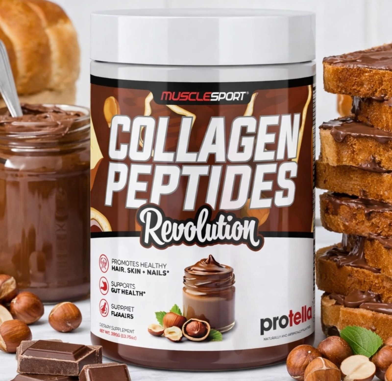 MuscleSport COLLAGEN PEPTIDES Revolution 14 oz (30 Serv) Protella BEST BY 10/26
