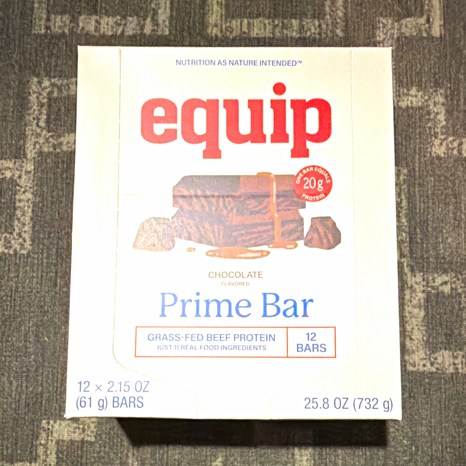 equip Prime Grass Fed Beef Protein Bars Gluten Free Chocolate 12 Ct 25.8 oz