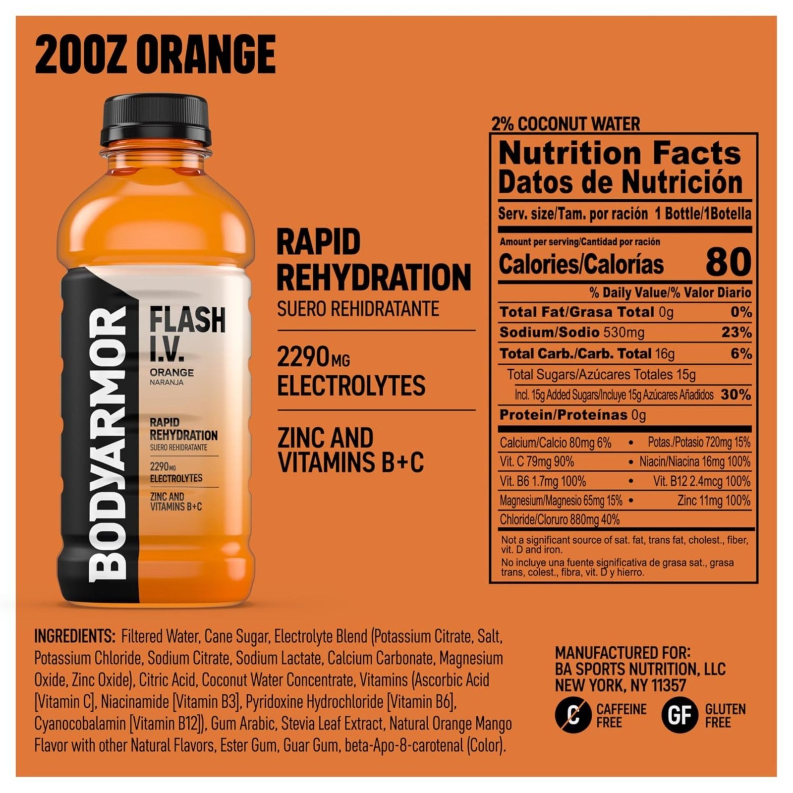BODYARMOR Flash I.V. Rapid Rehydration – 4 Flavor Variety Pack – 16oz Bottles