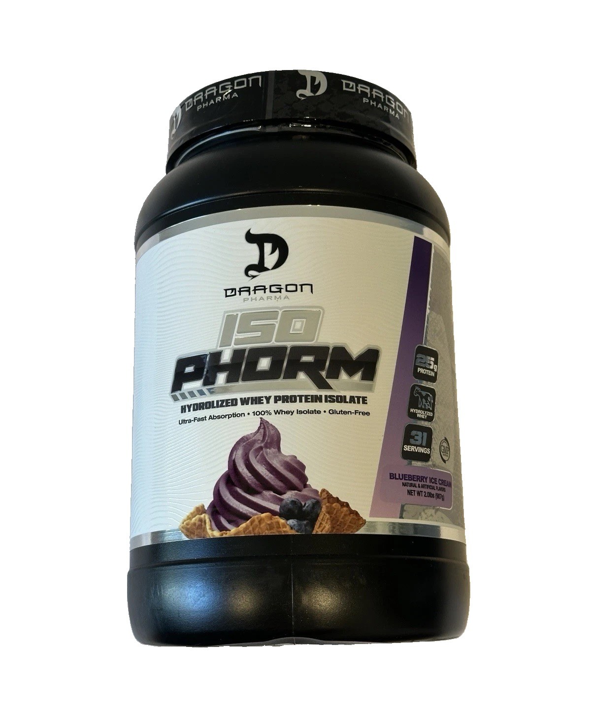 Dragon Pharma Hydrolyzed Whey Isolate Powder Blueberry Ice Cream 2lb 03/2028