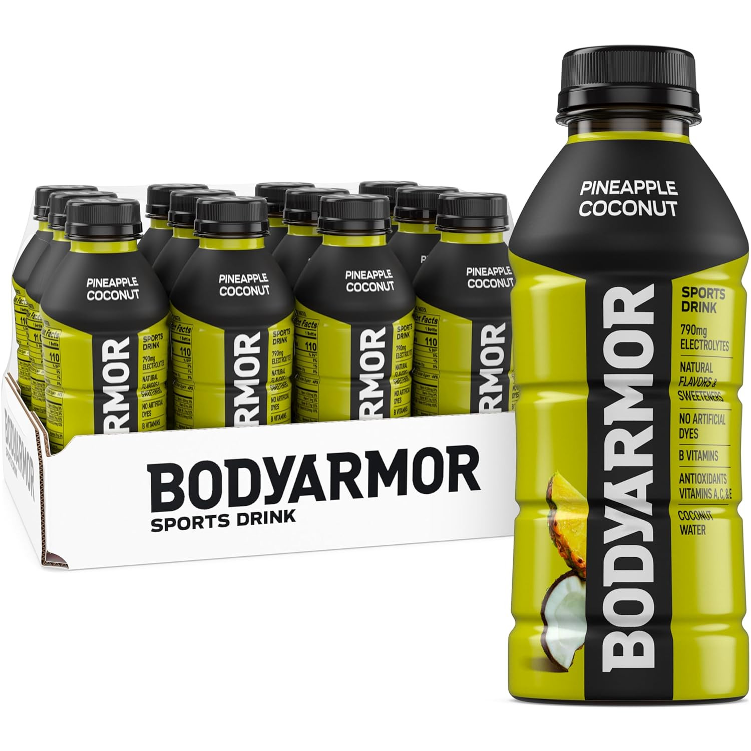 BODYARMOR Sports Drink, Pineapple Coconut, Electrolyte Drink Hydration, 16 Fl Oz