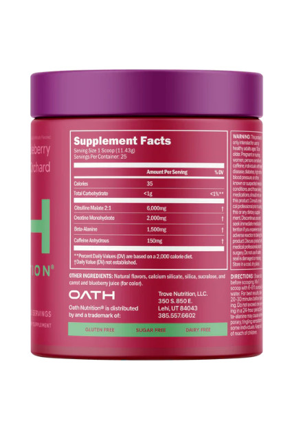 Oath Pre-Workout Sport Appleberry Orchard 25 servings Best by:9/26/2026