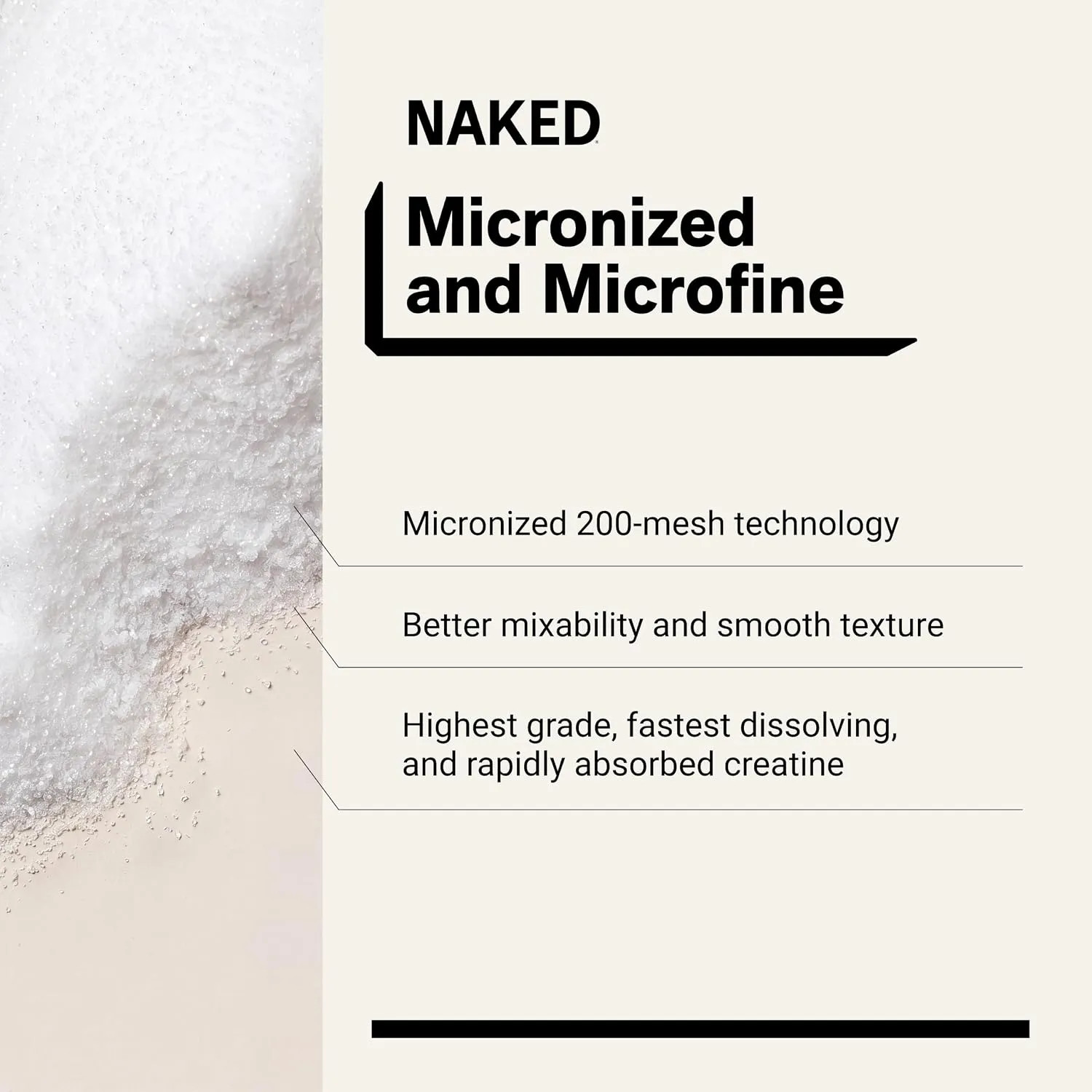 NAKED Pure Micronized Creatine Monohydrate Powder 500g Unflavored Vegan