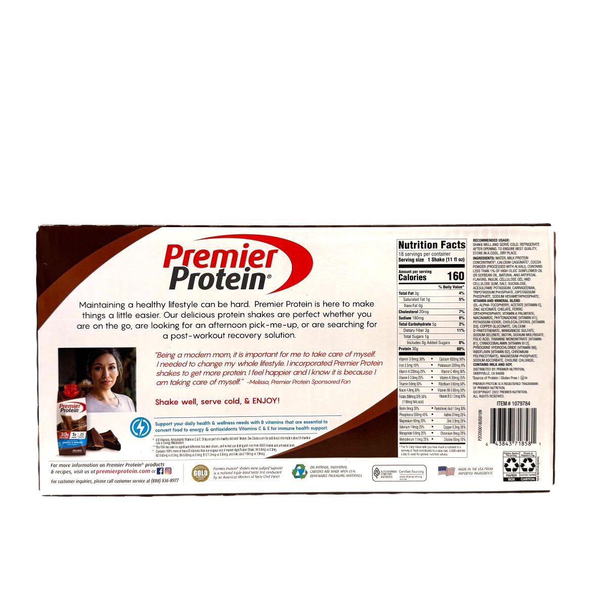 Premier Protein Shake 18 PACK Chocolate 30g High Protein 11 Oz Ea Energ BB:5/26+