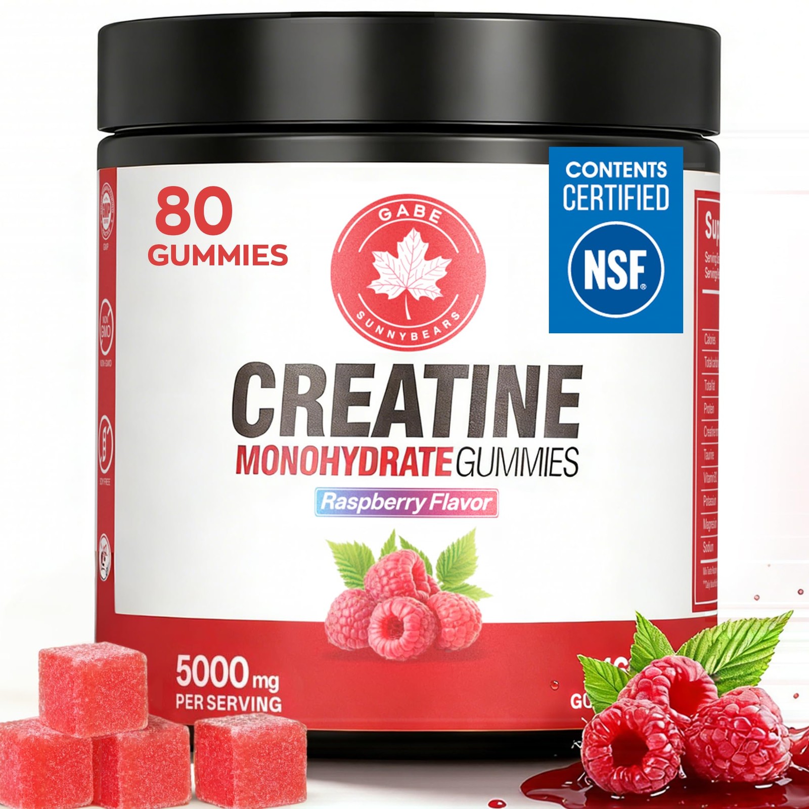 Creatine Gummies, (80Count) NSF Certified, 5g Creatine Monohydrate per Servin…
