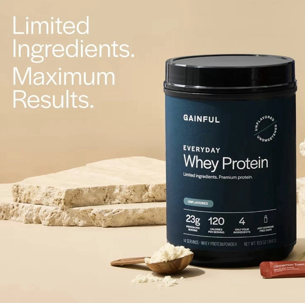 Gainful Everyday Whey Protein Powder, 14 Servings/13.9 oz, Unflavored, Exp. 1/27