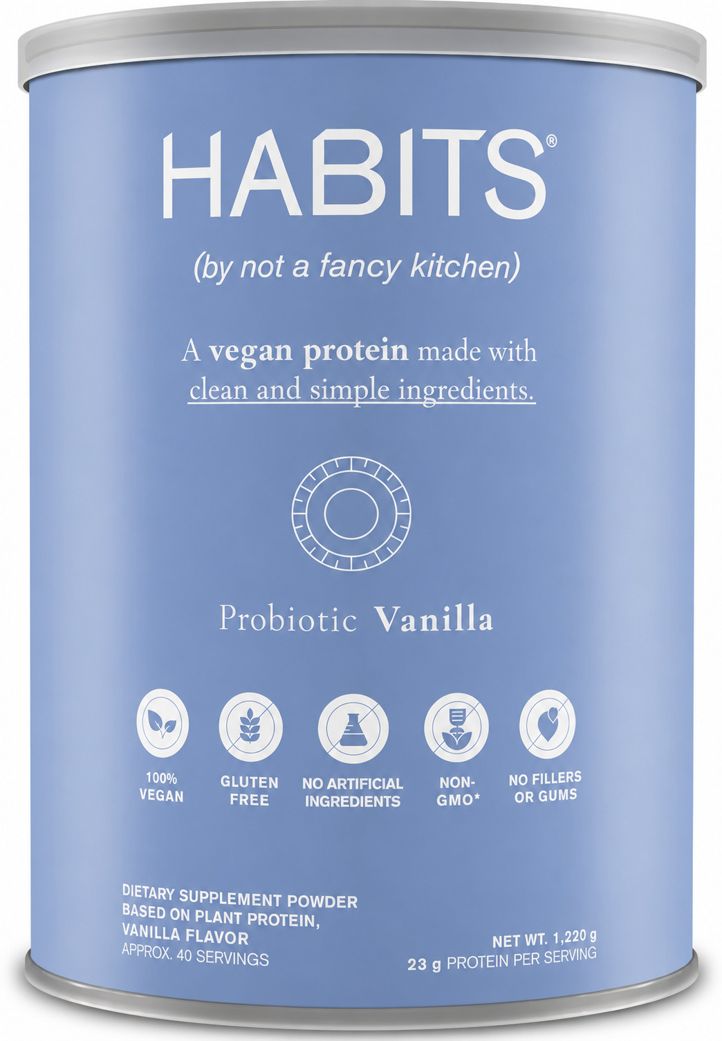 HABITS Vegan Protein Powder Vanilla 1.22kg Plant-Based Protein Blend