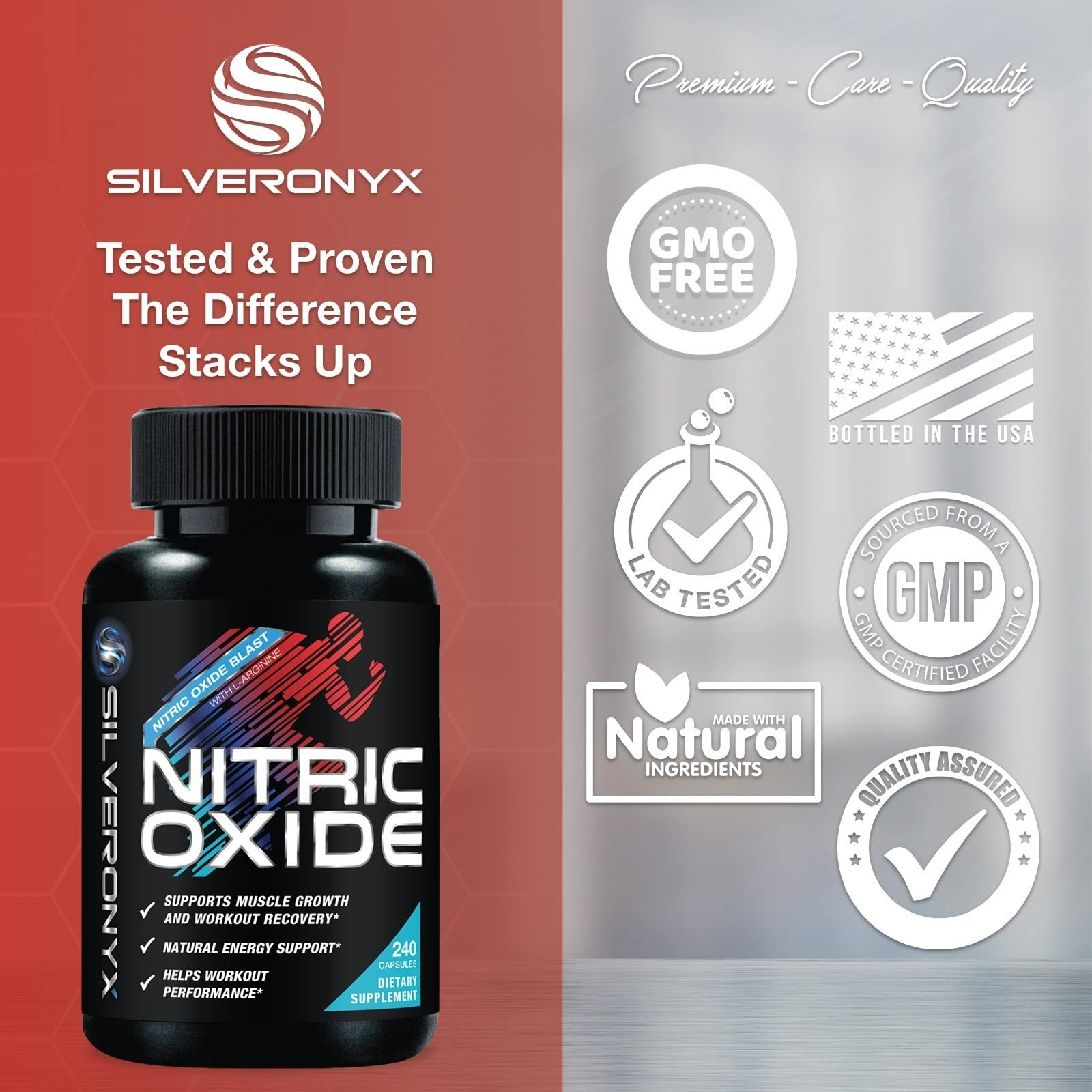 Extra Strength Nitric Oxide Booster – L-Arginine & Citrulline – 240 Capsules