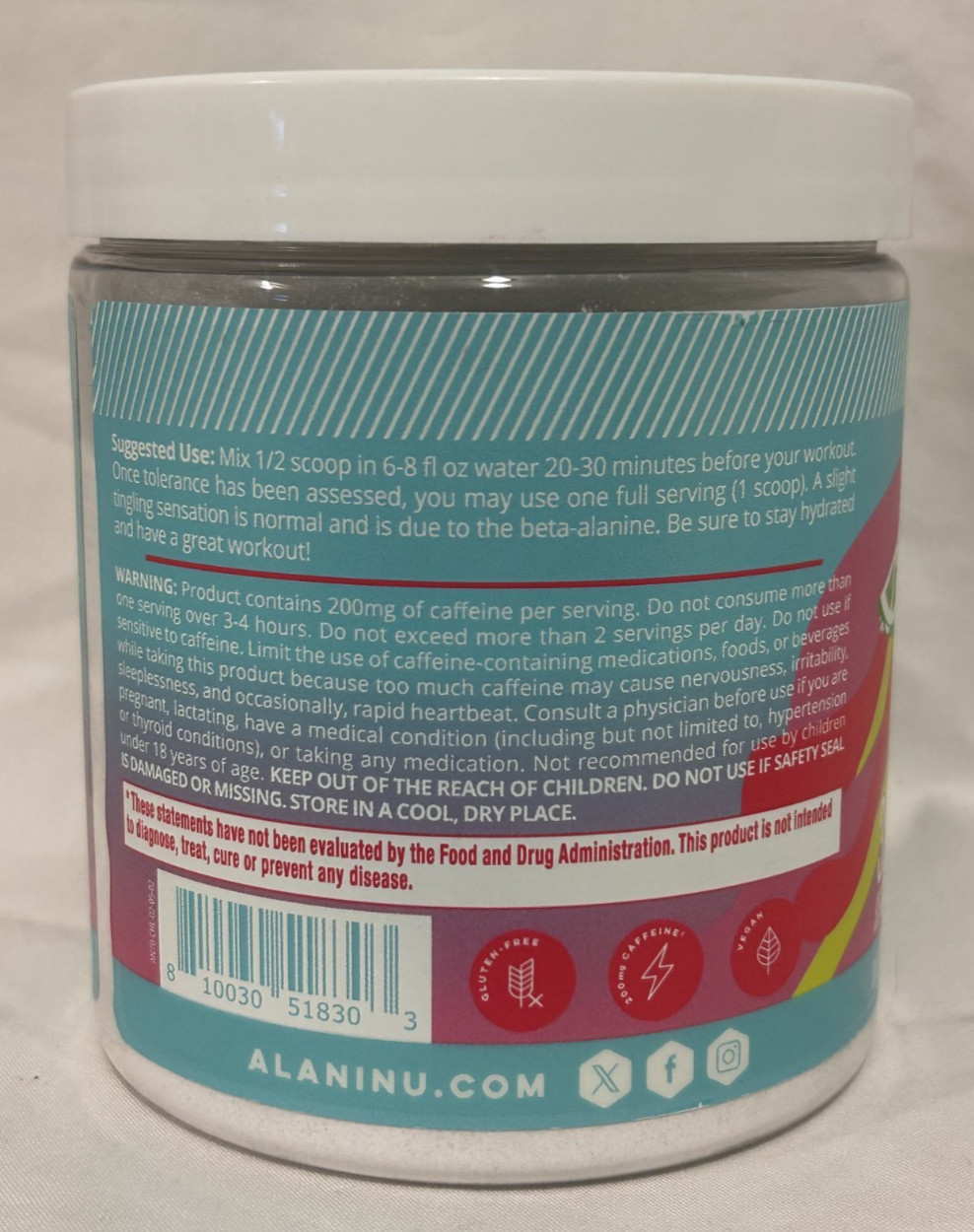 Alani Nu Pre Workout Cherry Twist 30 Servings (10.9 oz) Expires 01/2027