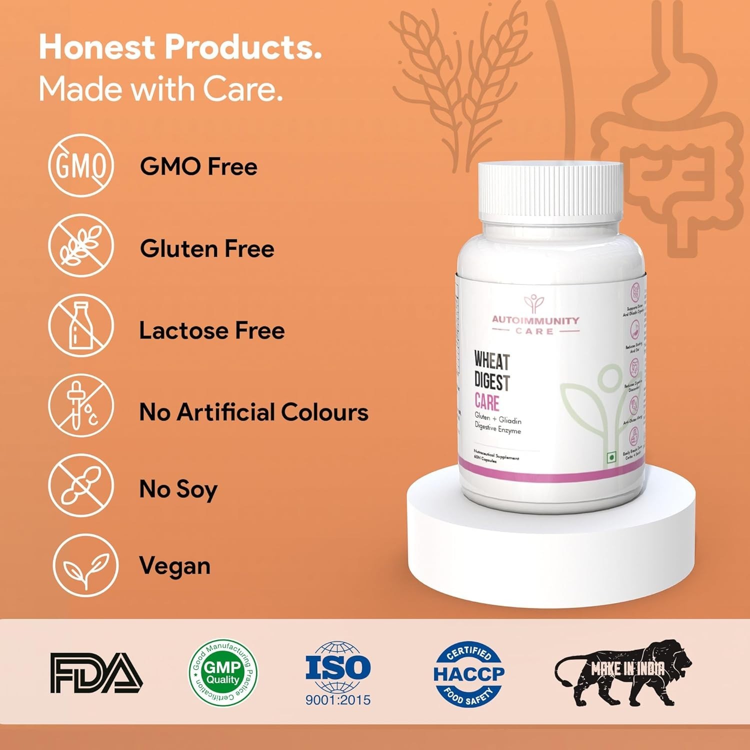 Autoimmunity care Wheat Digest Care | Gluten + Gliadin Digestive Enzyme 60 Caps
