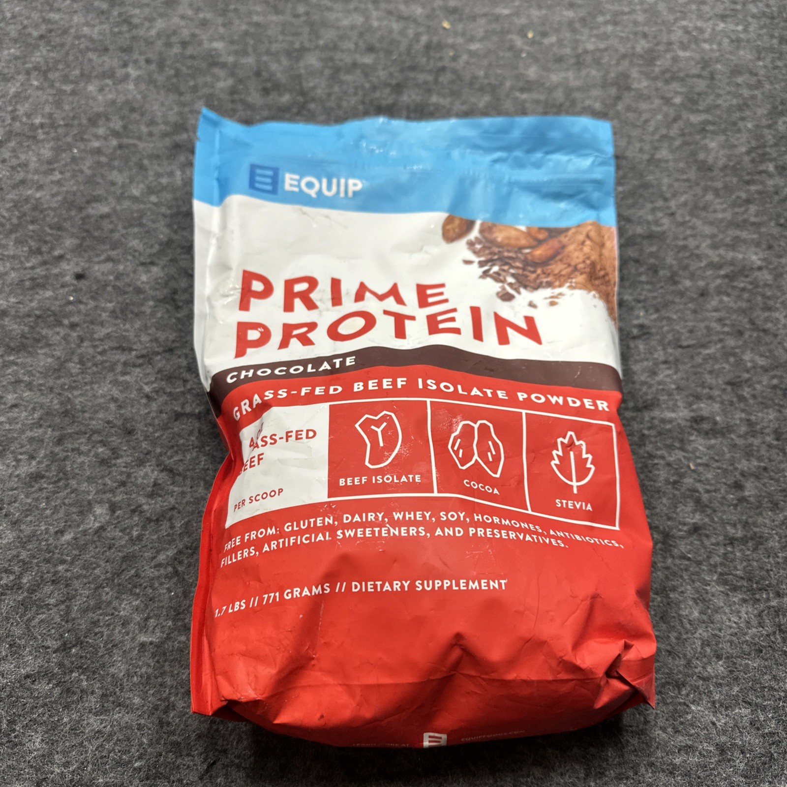 Equip Prime Protein Grass-Fed Beef Isolate Chocolate 1.7 Lbs Bb 1/2027