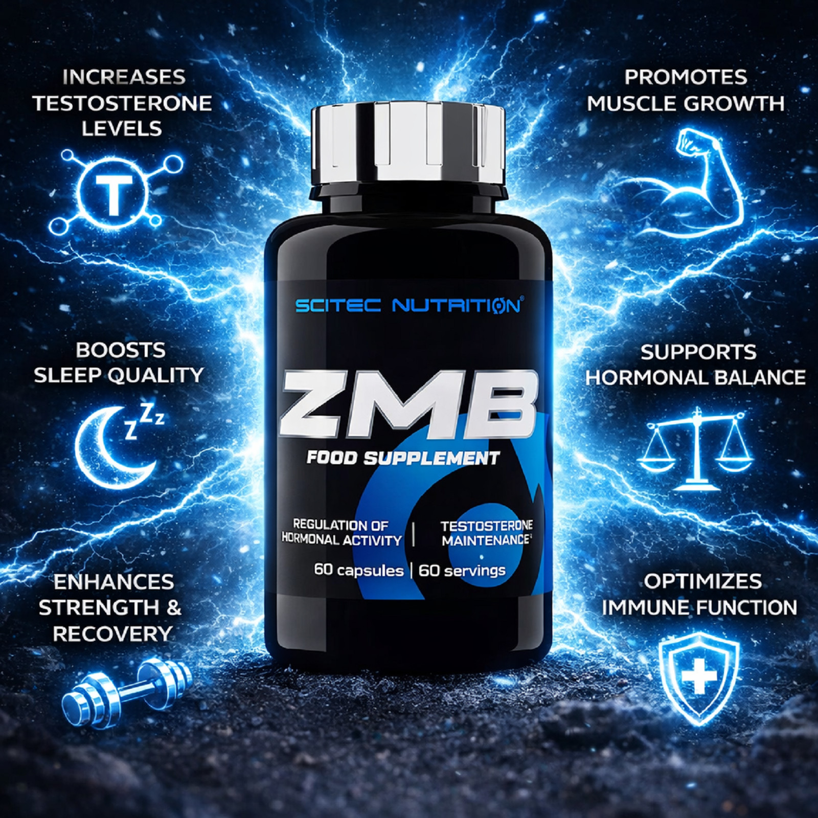 ZMB – 60-180 Capsules -Testo Booster Sleeping Aid Recovery ZMA Magnesium Zinc