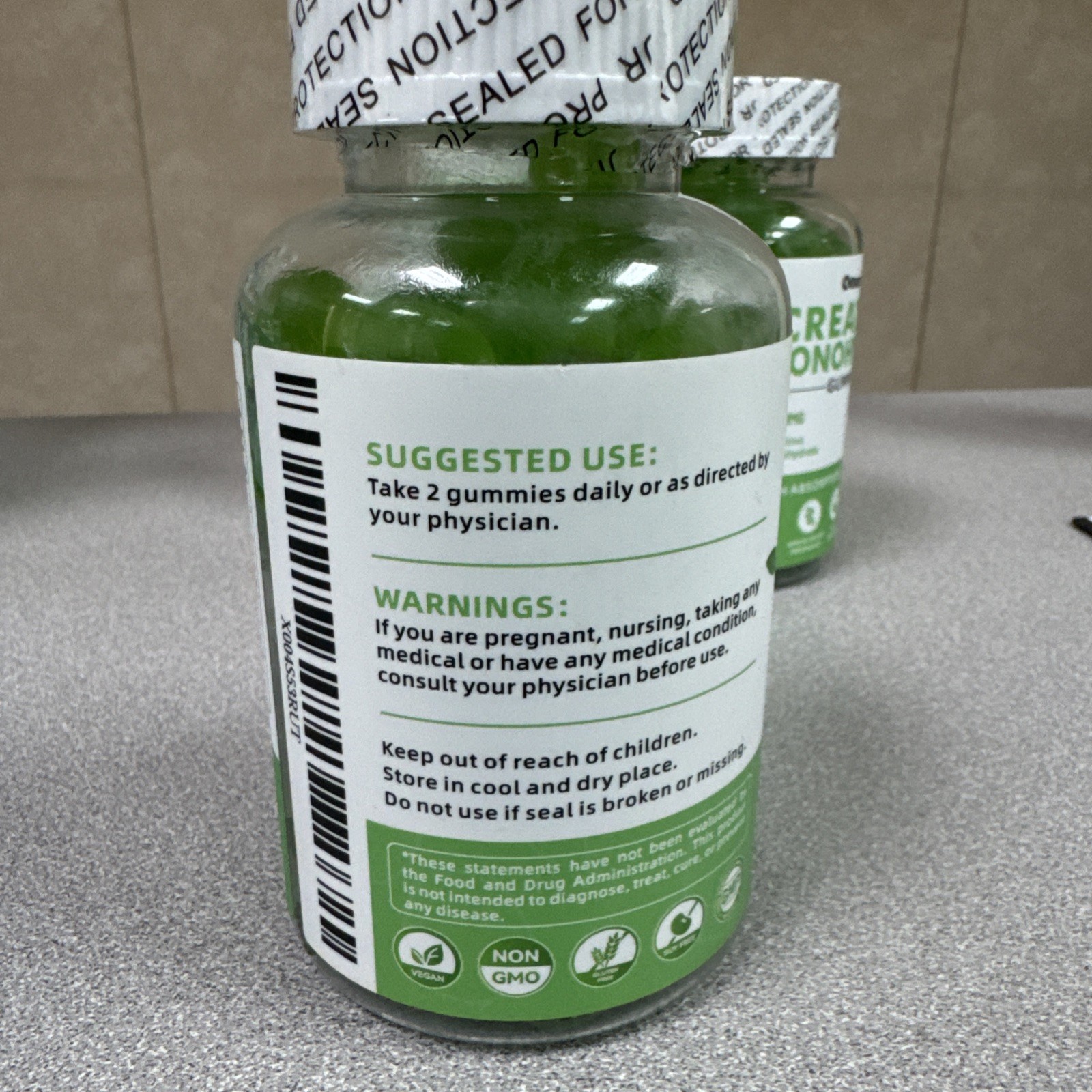 Creatine Monohydrate 5000mg Gummies GreenApple Flavor 90 Count Sealed
