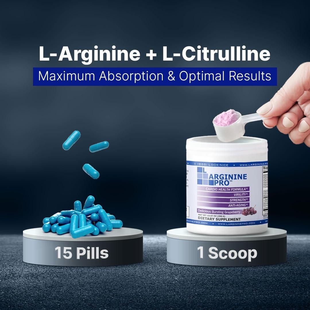 L-Arginine 5500mg + Citrulline 1100mg | Nitric Oxide Booster for Energy & Blood