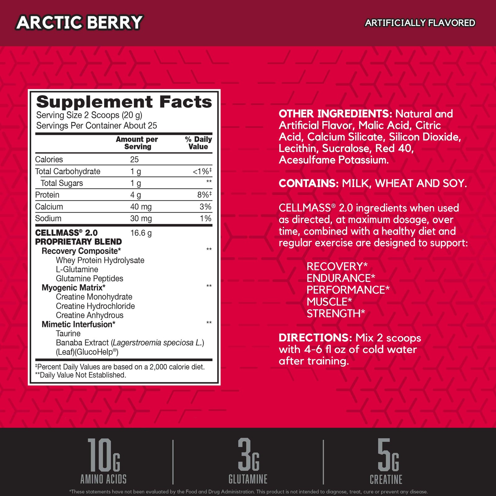 BSN CELLMASS 2.0 Post Workout Recovery with BCAA, Creatine, Glutamine – Keto