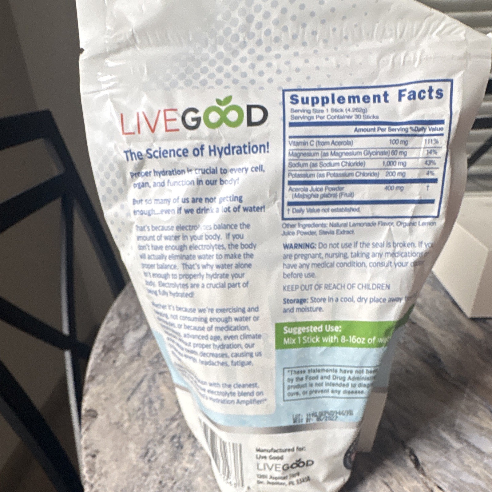 LiveGood Hydration Amplifier Electrolyte Drink Mix Lemonade w/ Vitamin C