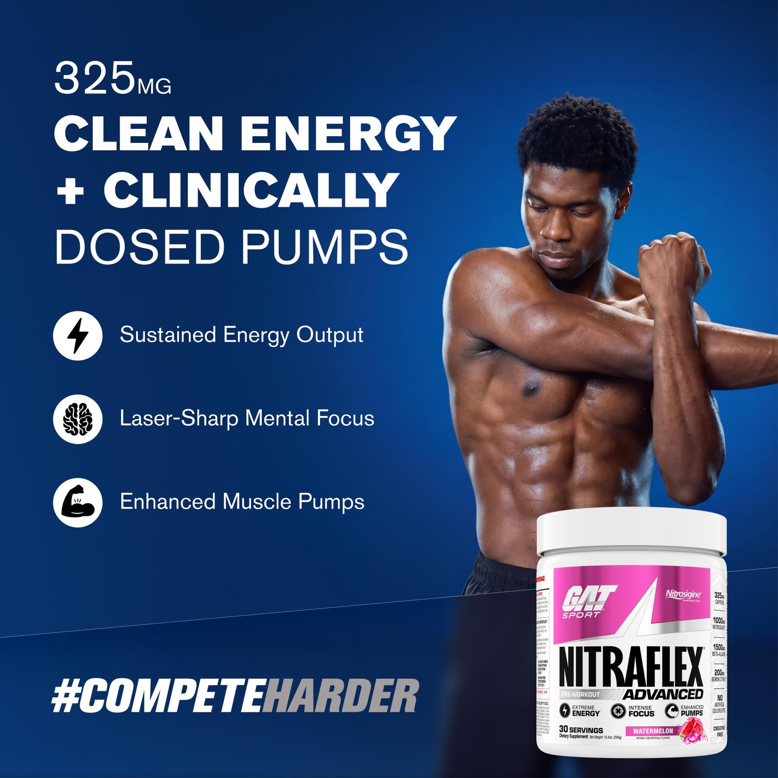 GAT SPORT Nitraflex Advanced Pre-Workout Powder – 10 Ounce (Pack of 1), Red