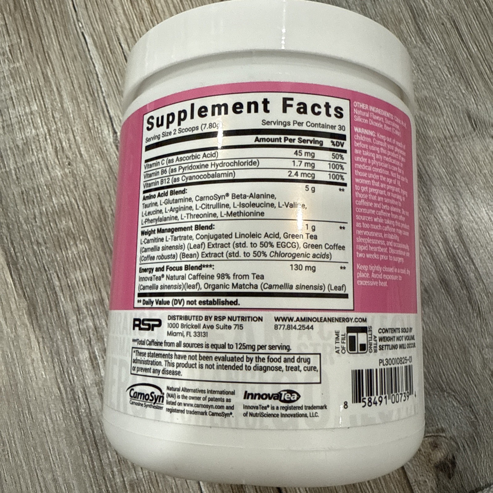 RSP Nutrition AminoLean Energy Pre Workout Powder 5g Vegan Amino Acids Exp 05/28