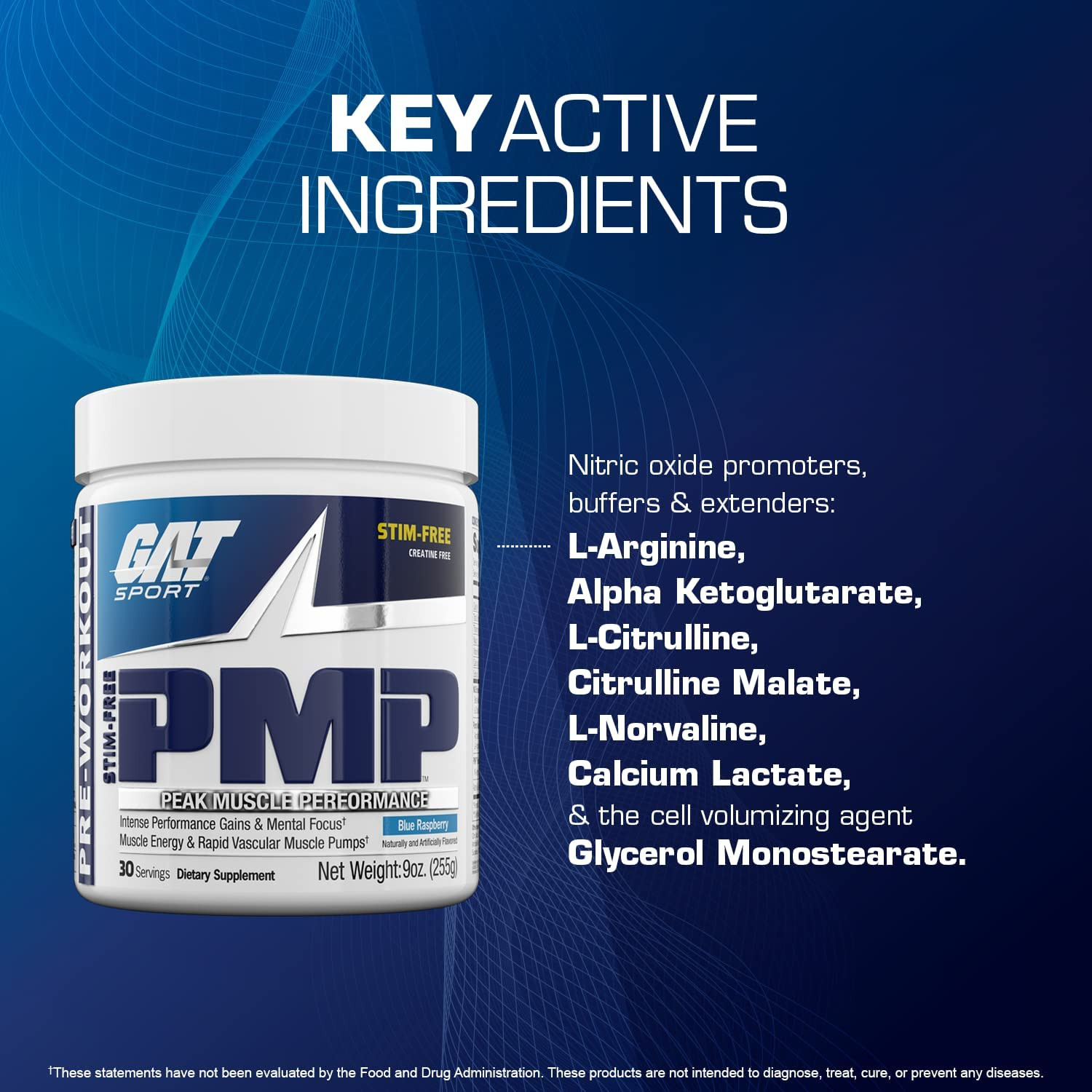 PMP (Peak Muscle Performance), Pre-Workout, 30 Servings (Blue Raspberry (Stim-Fr