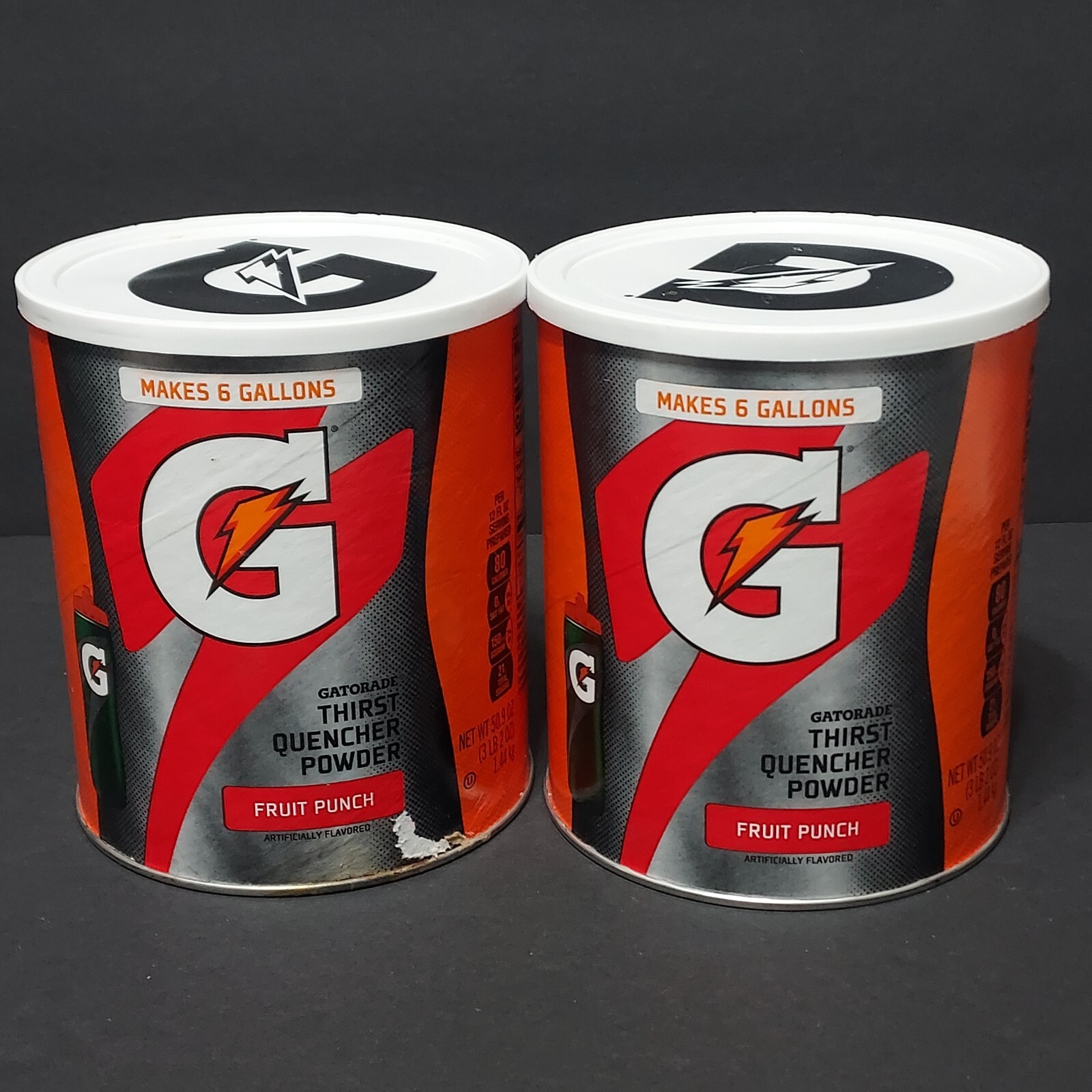 Lot of 2 Gatorade Fruit Punch Thirst Quencher Sports Drink Mix Powder, 50 oz.