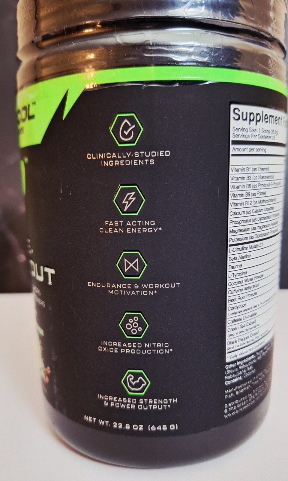 Protocol Preworkout, 25 Serv🍒 Limeade,Natural Flavor, 350mg Caffeine⚡️08/2027✨️