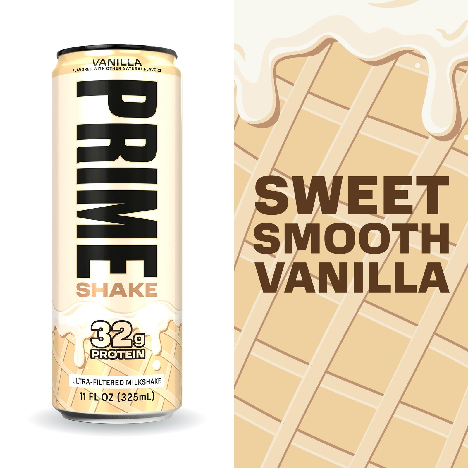 PRIME Shakes, Vanilla, 32g Protein Shake for Muscle 11 Fl Oz (Pack of 12)
