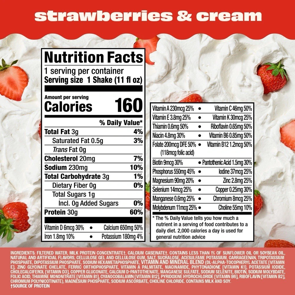 Premier Protein Plus➕Shake, Strawberries & Cream 🍓11 fl oz, 18-pack