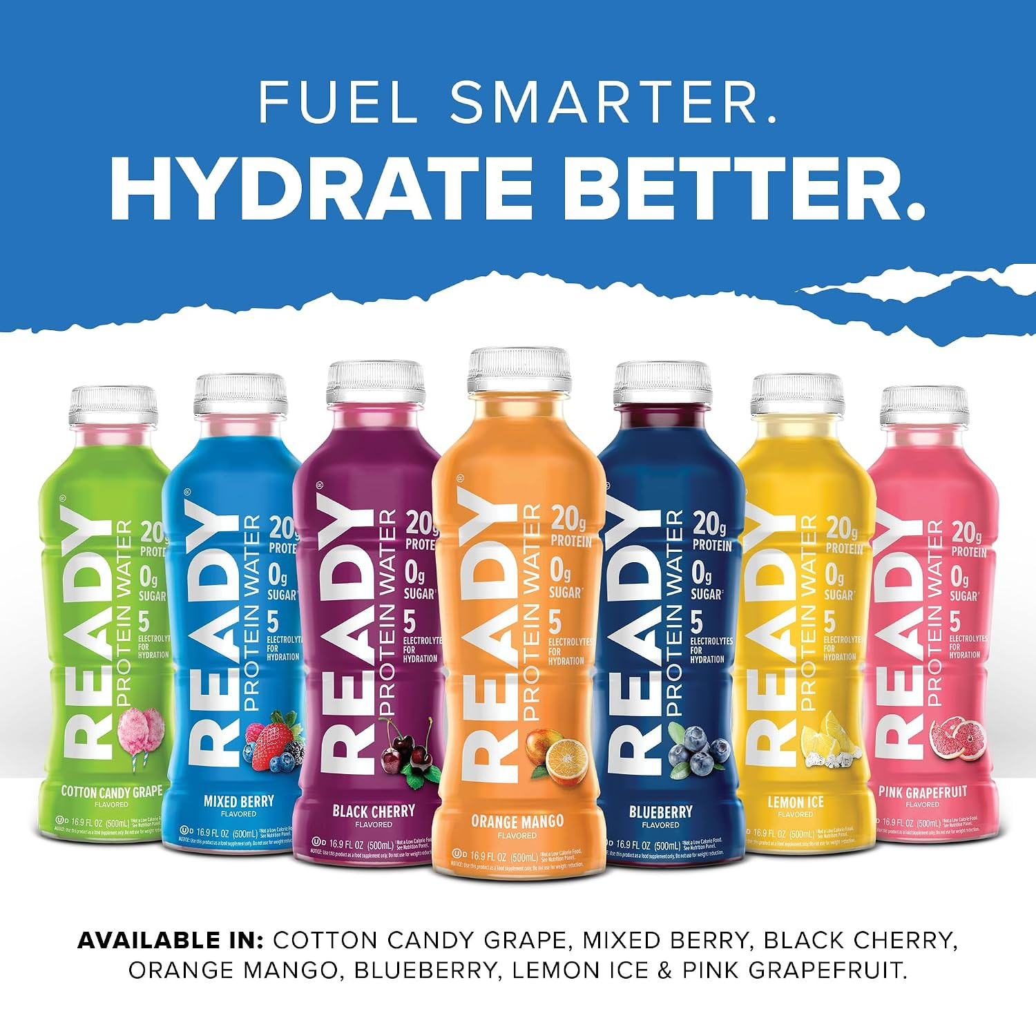 Ready® Clear Protein Water – 20G Whey Protein Isolate, Zero Sugar, Low-Calorie S