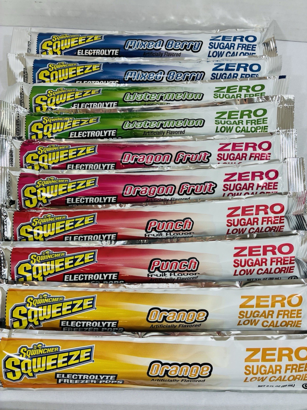5 Packs (50 pops) Sqwincher Squeeze Electrolyte Freezer Pops Zero Sugar