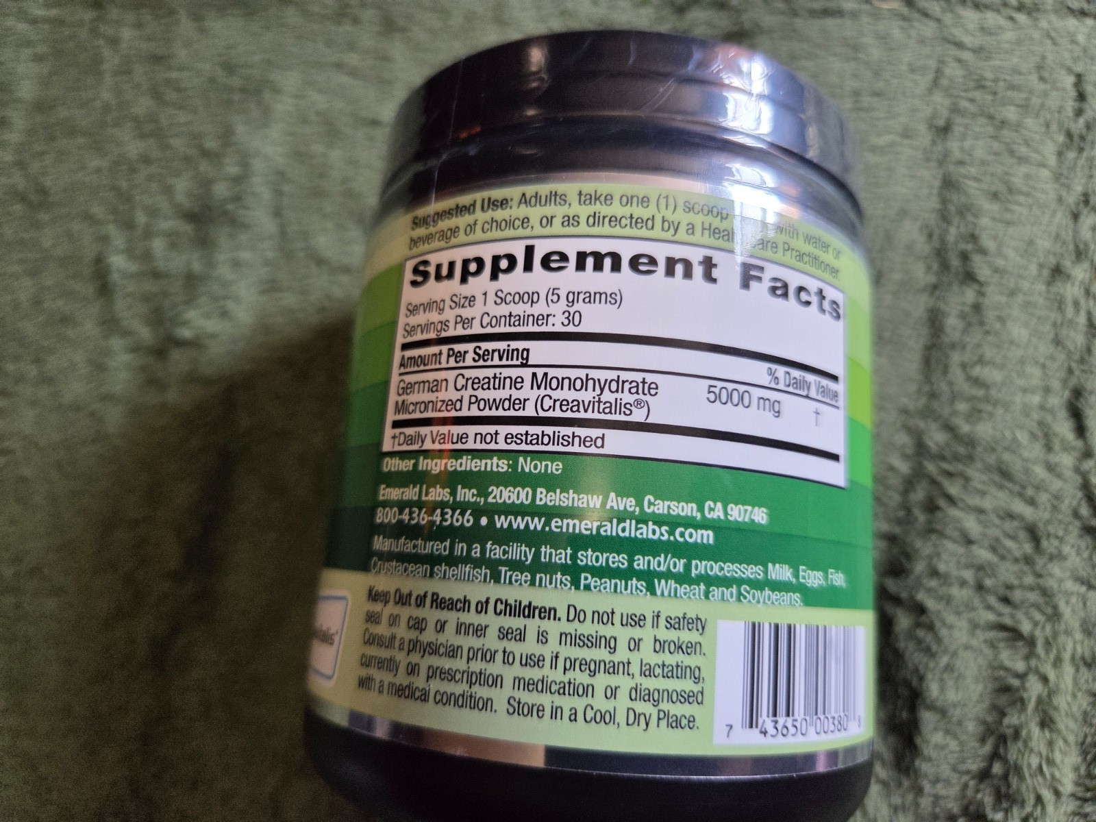 Emerald Labs German Creatine Monohydrate Micronized Powder 30 servings 150 g