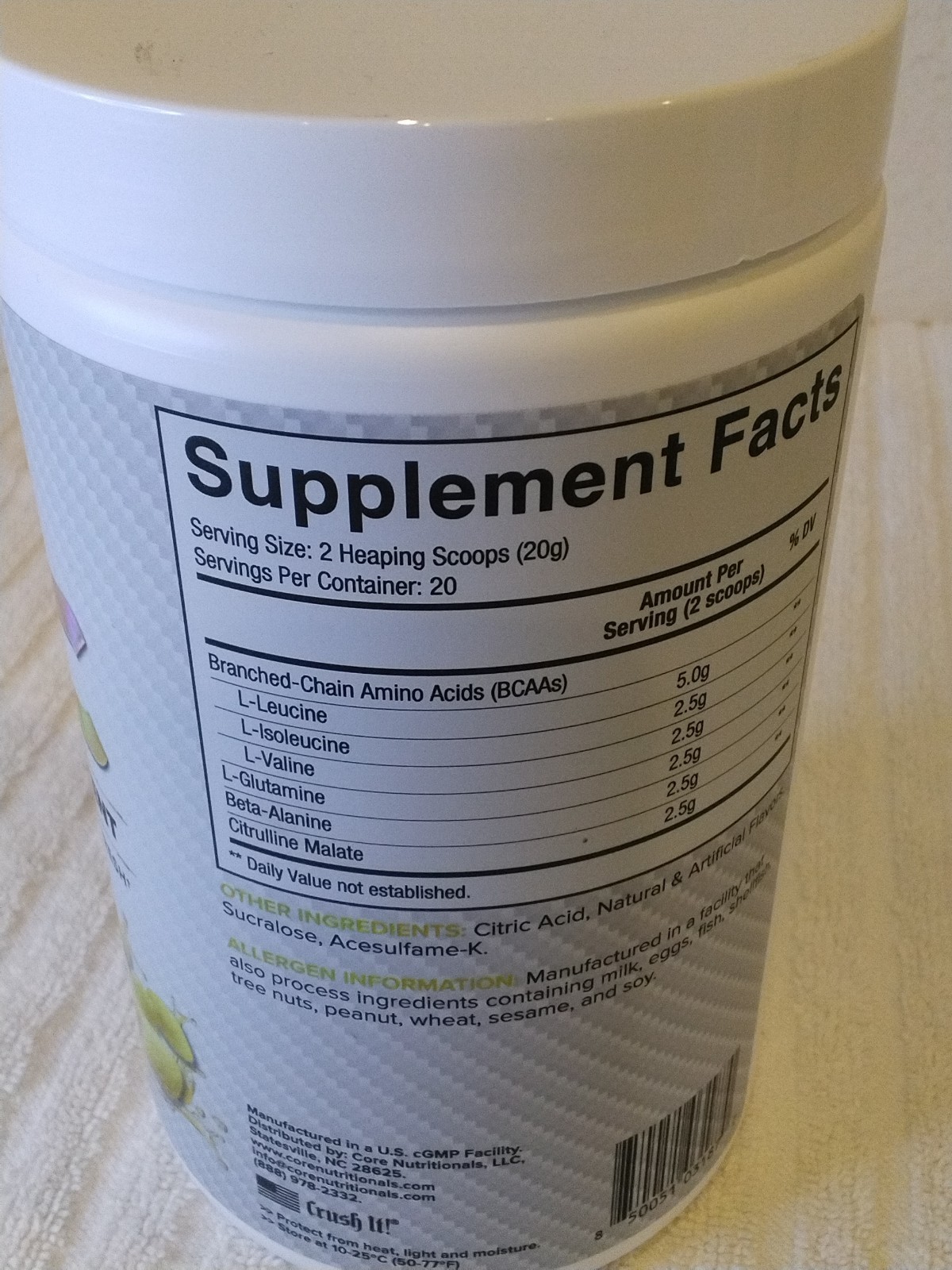 Core Nutritionals Platinum ABC Advanced BCAA Supplement Lemon Drop BBD 06/28