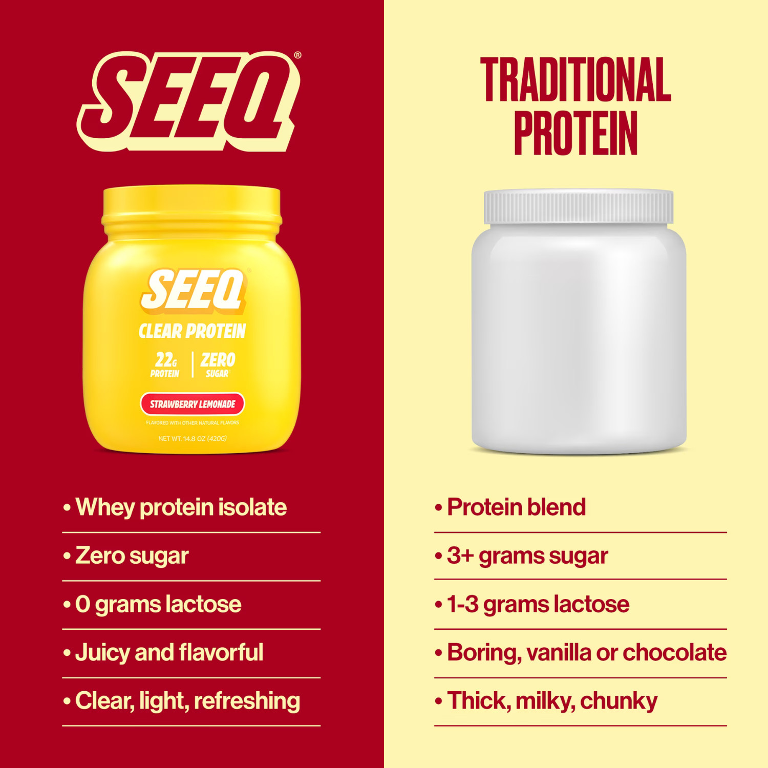 Seeq Clear Protein Powder – Strawberry Lemonade – 15 Servings