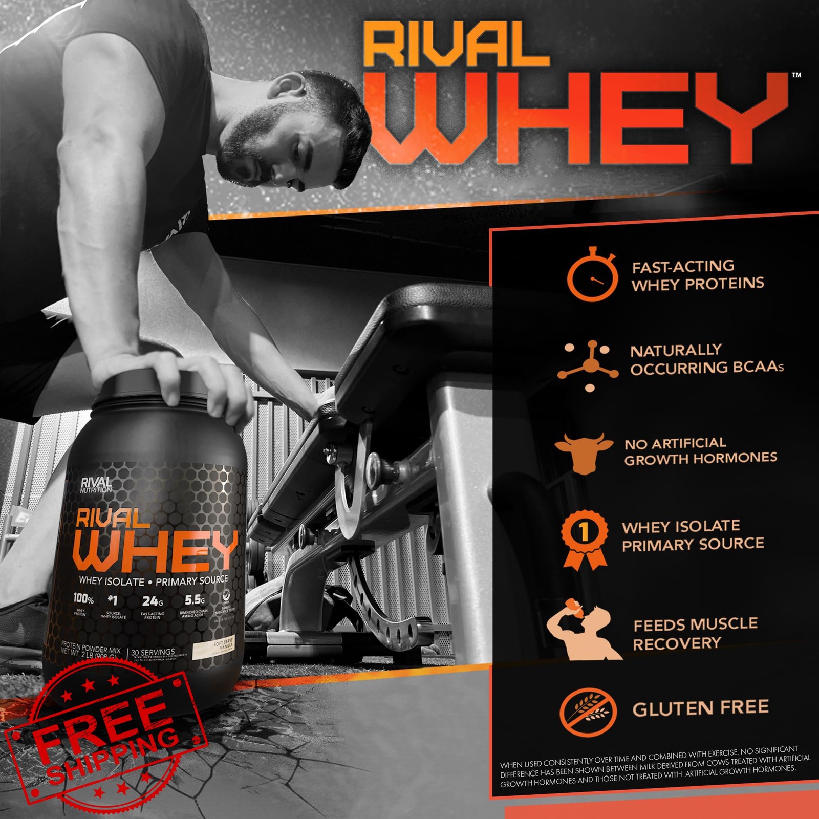 RIVAL NUTRITION Clean Gainer Protein 5LB Cookies Cream Mass Weight