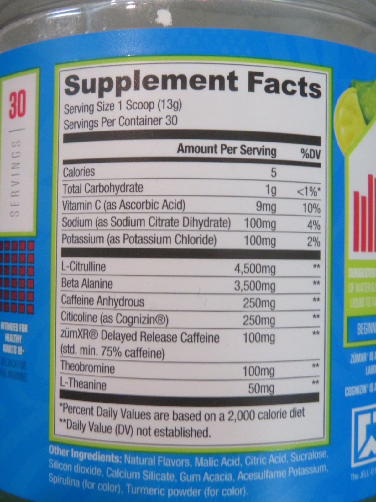 Ryse Up Supplements Jell-O Loaded Pre Workout Lemon Lime 13.8 Oz 30 Servings