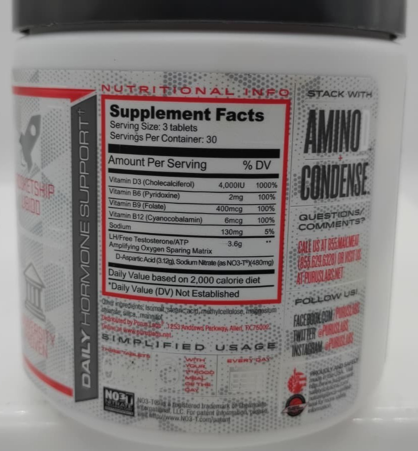 DPOL, STRONGEST TEST BOOSTER by Purus Labs D-POL – Build Lean Muscle – 90 Tabs