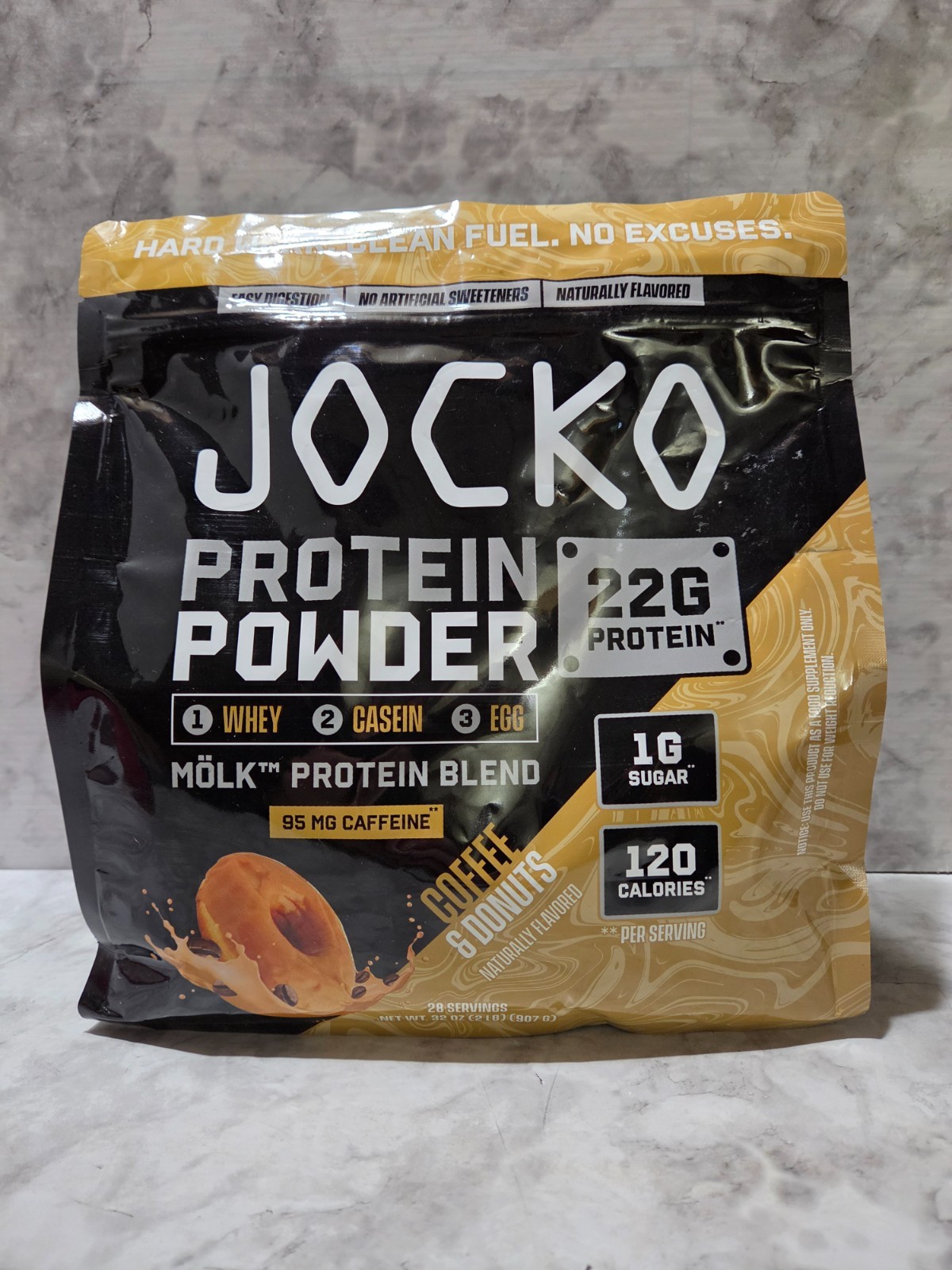 Jocko Molk 22g Protein Powder 28 Servings Coffee & Donuts 32 OZ 8/2027