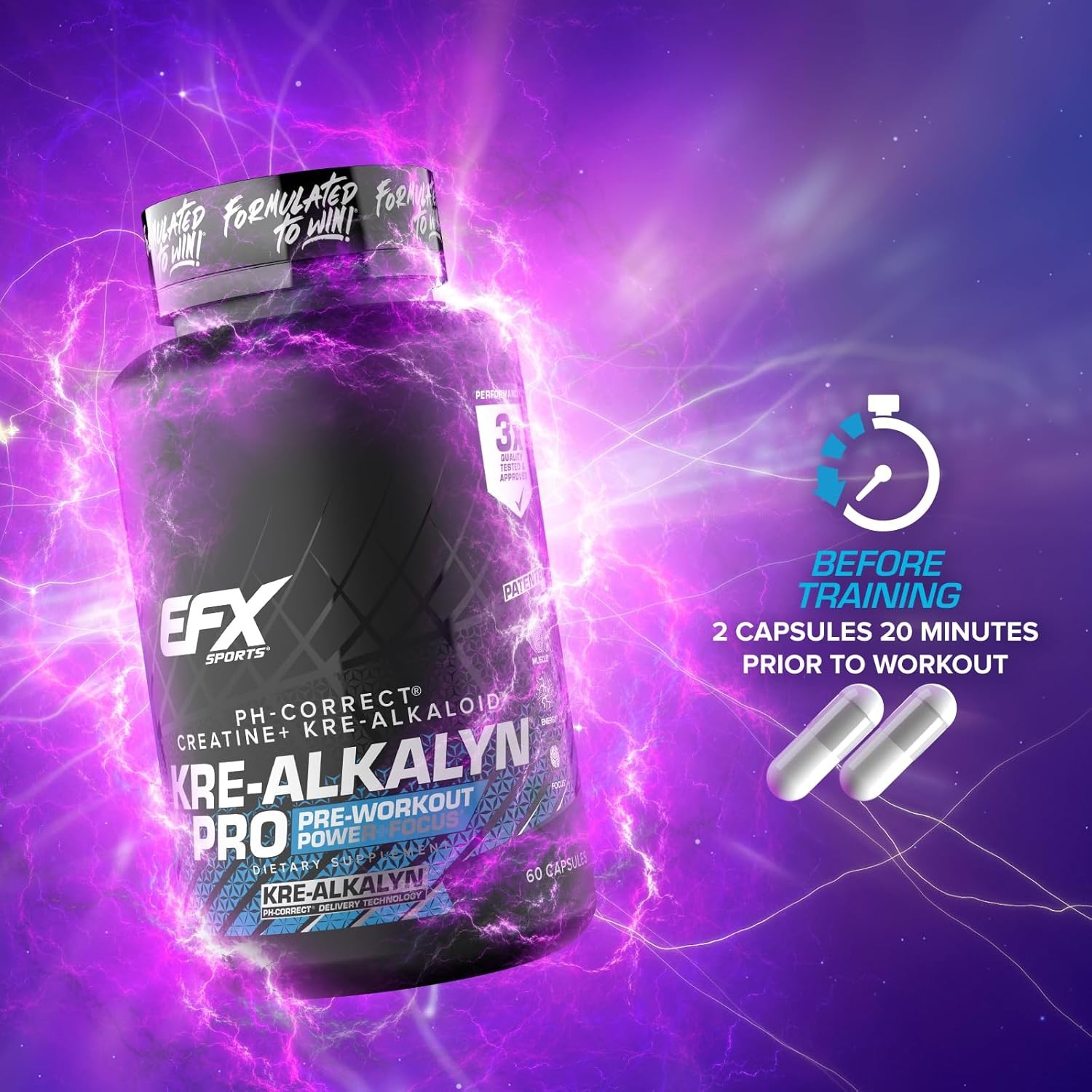 EFX Sports Kre-Alkalyn PRO – PH Creatine Monohydrate Pre Workout Supplement