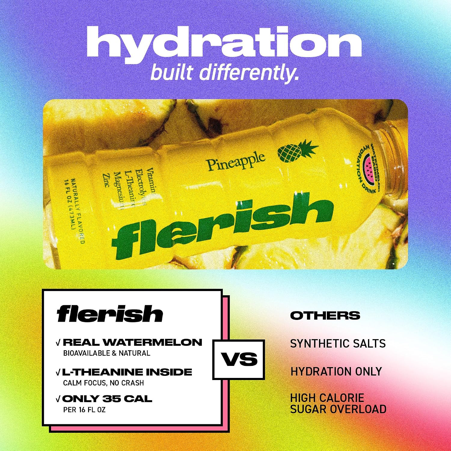 FLERISH Watermelon Juice-Based Hydration Drink, 16oz, 12-ct (Variety) | Sports D