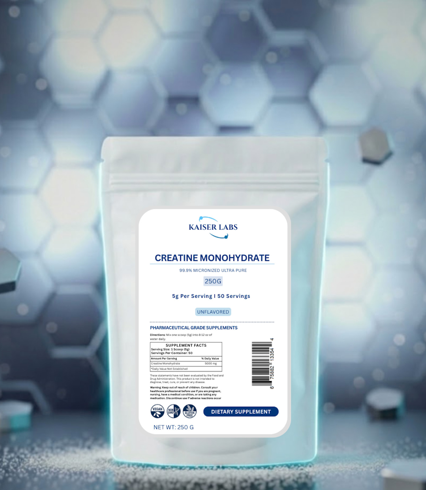 Creatine Monohydrate Powder 250g – 99.9% Micronized – 50 Servings
