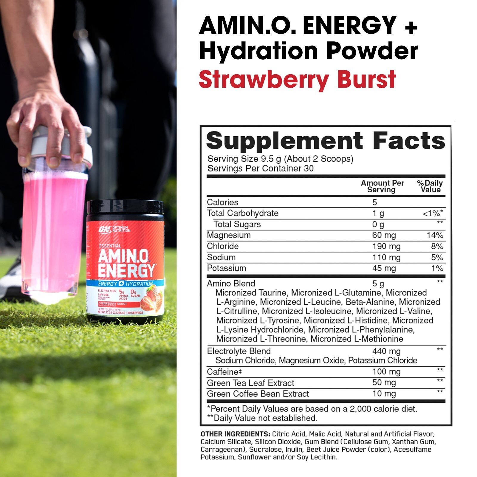2 PACK Amino Energy Plus Electrolytes Powder, Strawberry Burst, 30 Servings