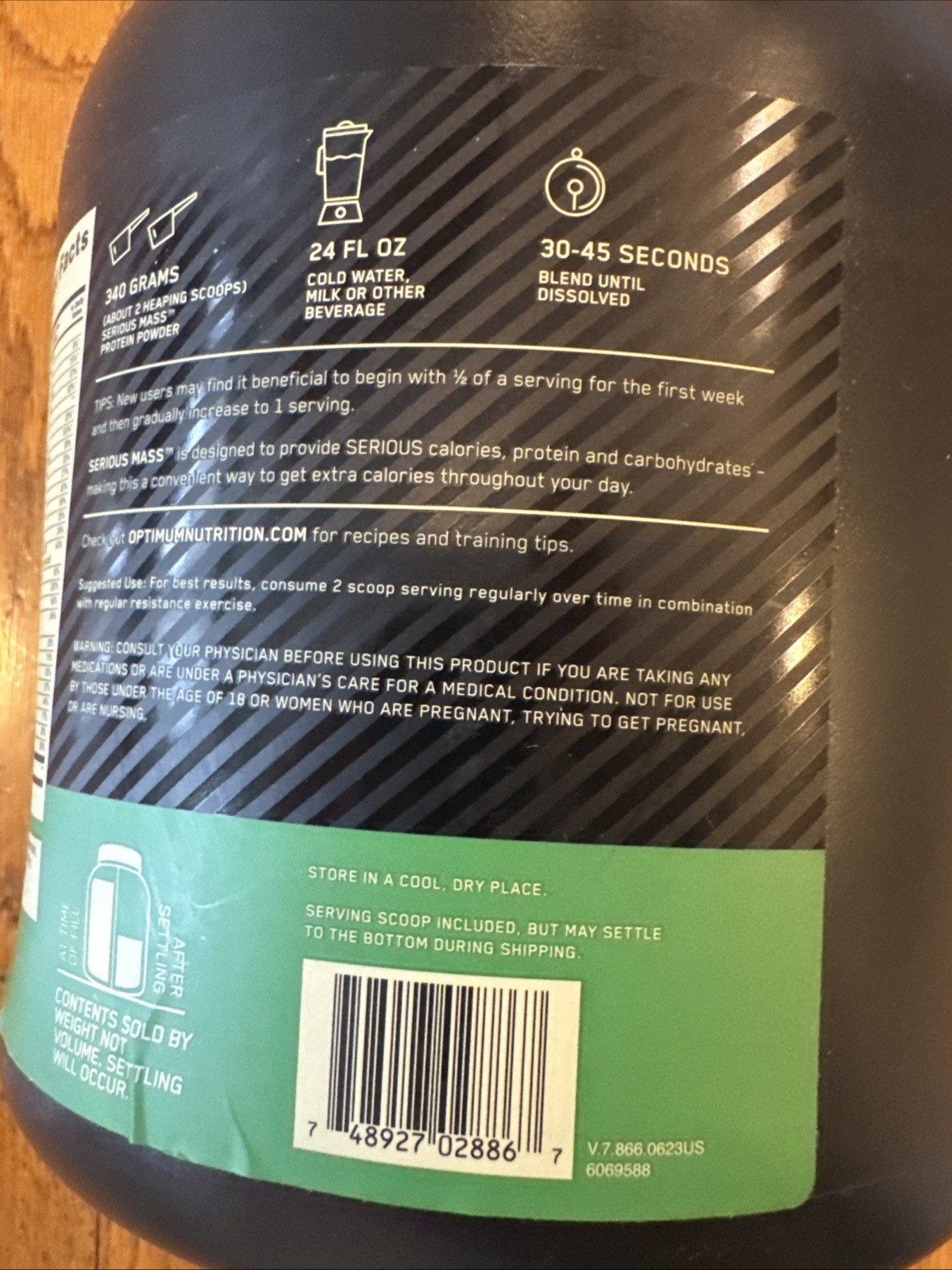 Optimum Nutrition Serious Mass Gainer Protein Powder, Banana, 6 lbs, Exp. 8/27